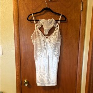 Victoria's Secret White Lace Chemise with Thong Panties